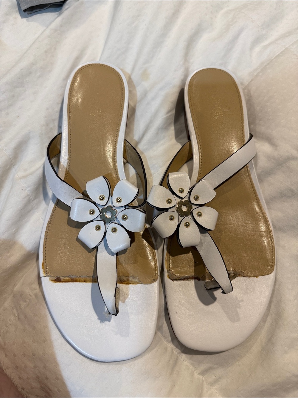 Michael Kors White Floral Toe-Post Sandals for Women